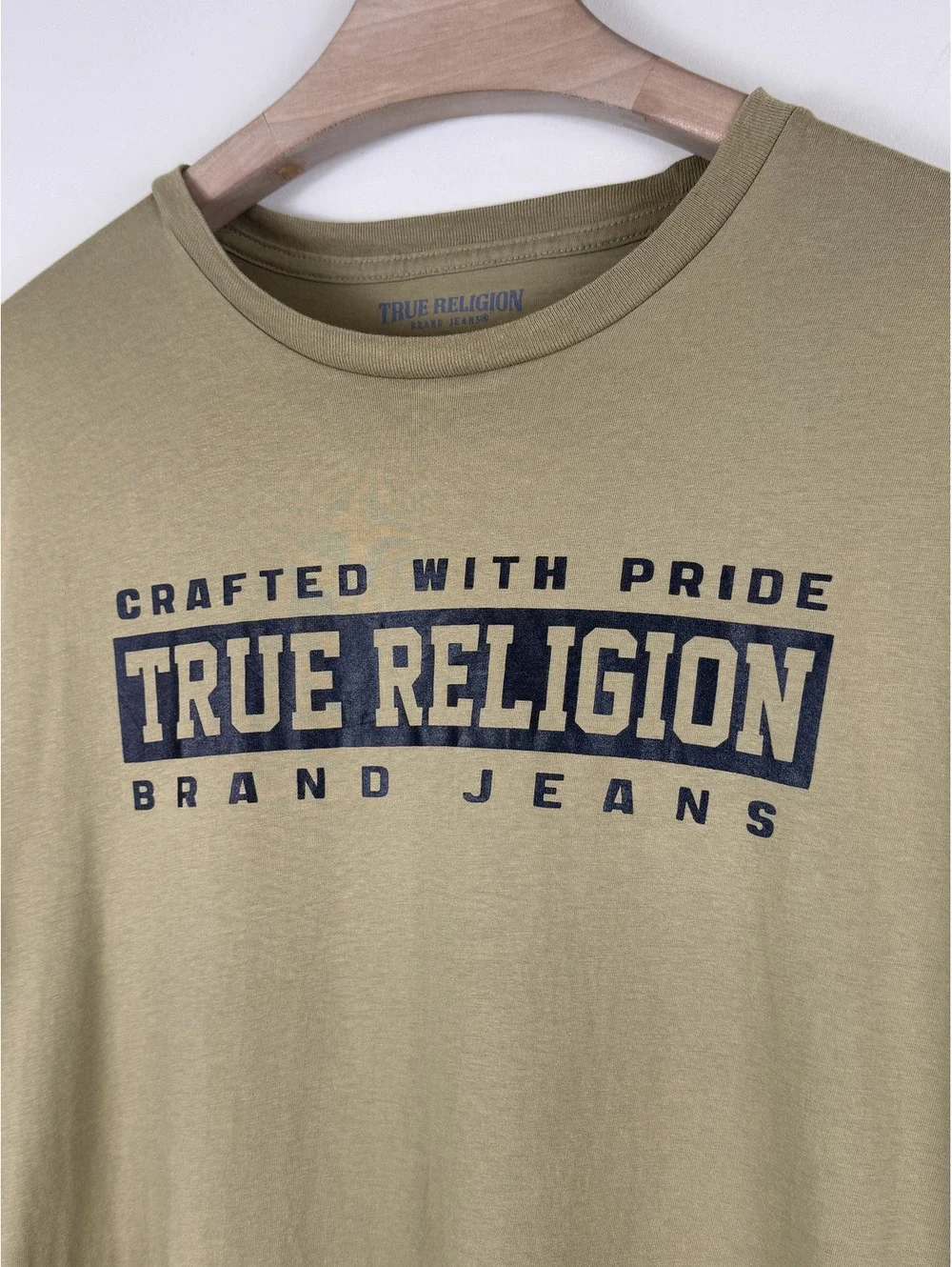 True Religion Crafted With Pride Graphic T-Shirt Olive Green XL Cotton Y2K Logo